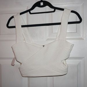 White "CafedFlore Night" Crop Top